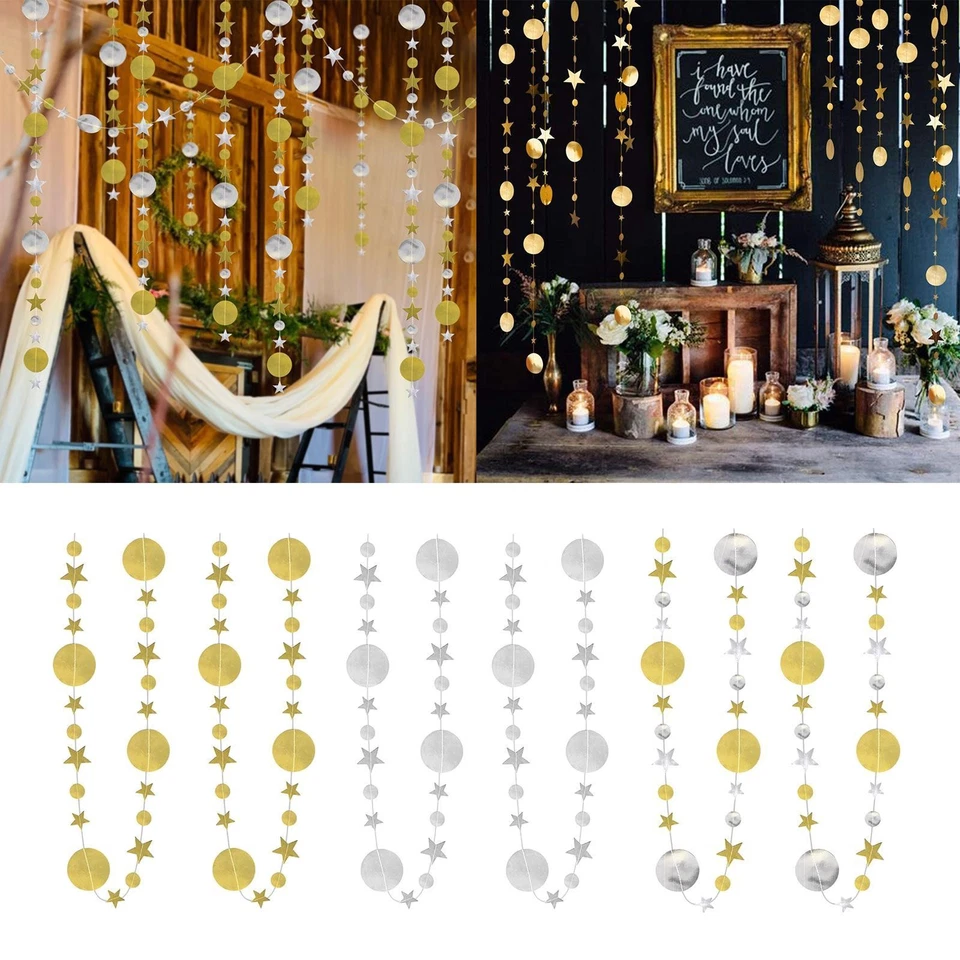 13 pieds Glitter Étoile de Papier Garland Streamer Kit Bannière pour - Photo 1/1