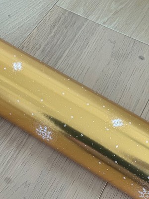 Auth New Chanel Holiday 2024 Gift Wrapping Paper Roll Gold Logo