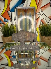 1936 Copper Canada’s National Parks Buffalo License Plate Pass Radiator Topper