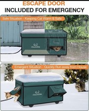 Indestructible Heated Cat House for Outside Cats Winter, 100 Weatherproof,