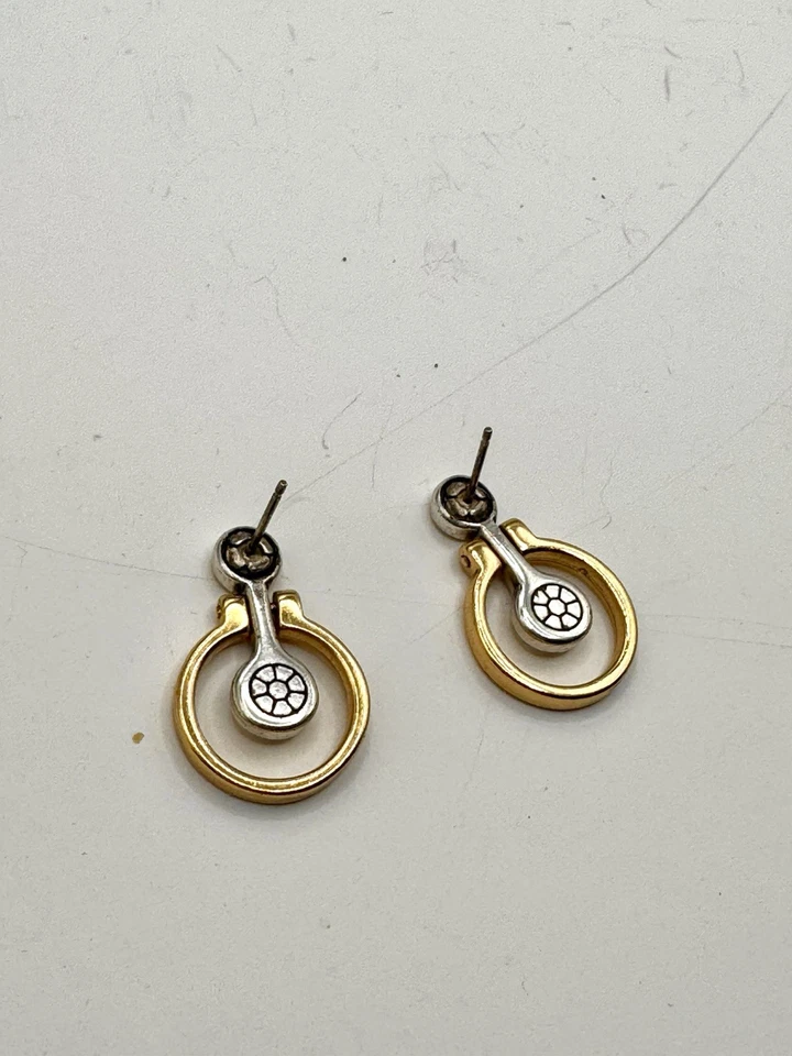 Pendientes Brighton Ayu Dos Tonos Cristal Retirado Post Oro Plata Estrás Ciudad Foto 2 de 3