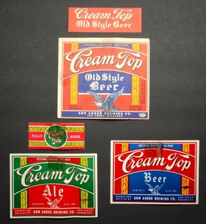 1940's IRTP beer labels CREAM TOP BEER & ALE Ann Arbor MI