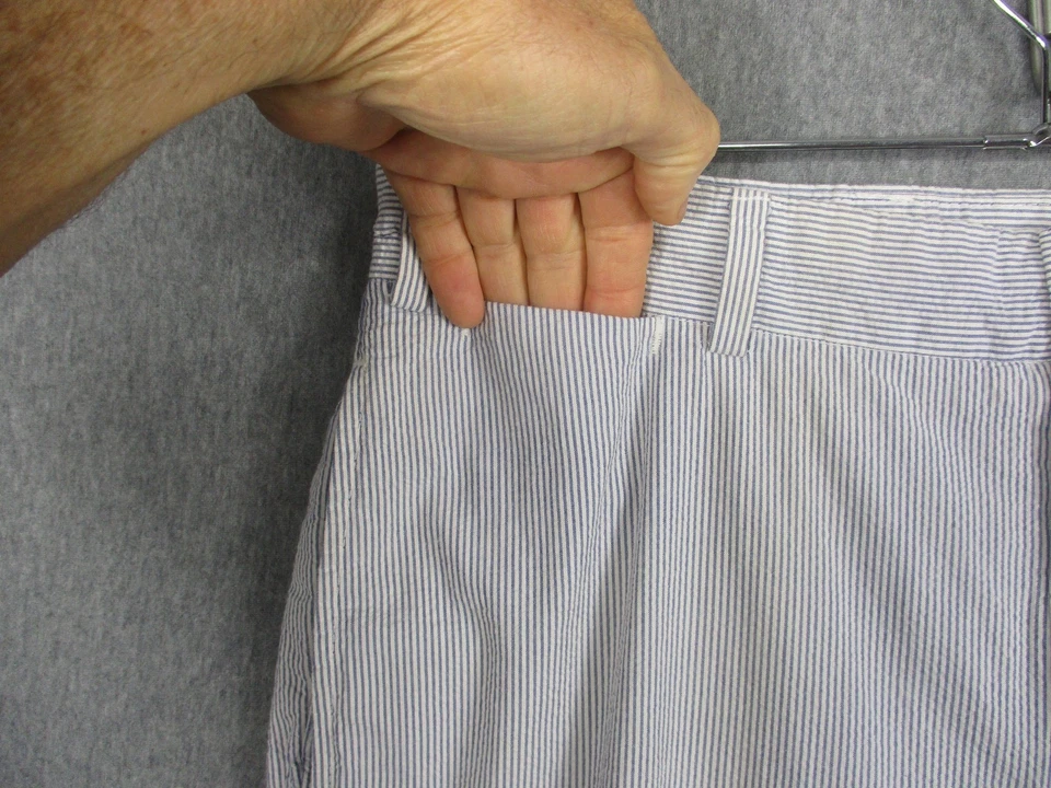 Bills Khakis Pants Mens 34 Blue White Seersucker Striped Flat Front Made USA M2 - Image 4 of 4