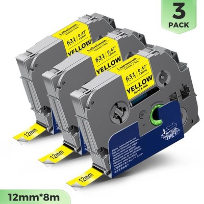 3x Schriftband TZe-631 12mm für Brother P-Touch PT-H100LB 1000 H110 H107B D210