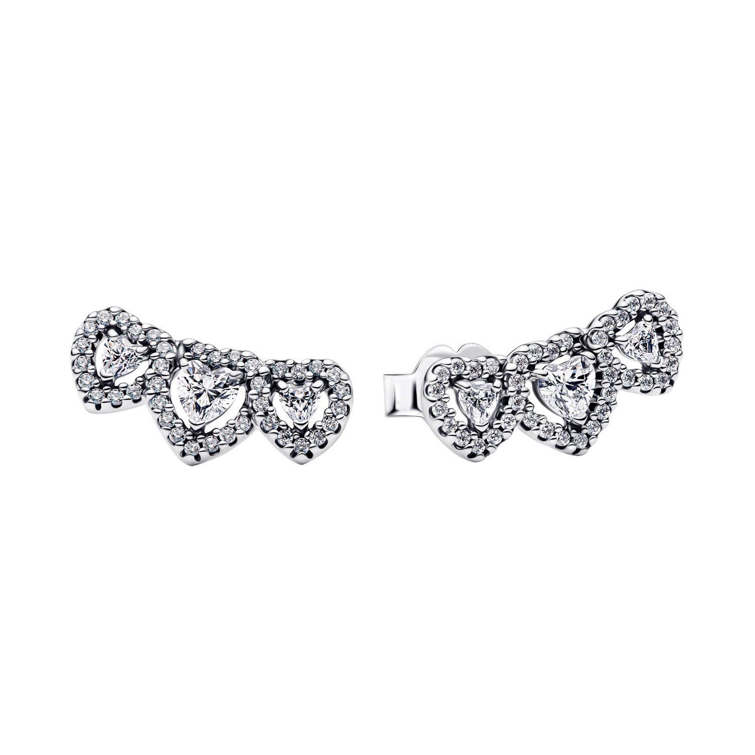 PANDORA Schmuck Damen-Ohrringe Ohrstecker Halo Herz Trilogie Silber 294411C01 17090₽