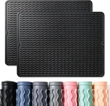 2 Pack Caketime Silicone Dish Drying Mat for Kitchen Counter Under Sink