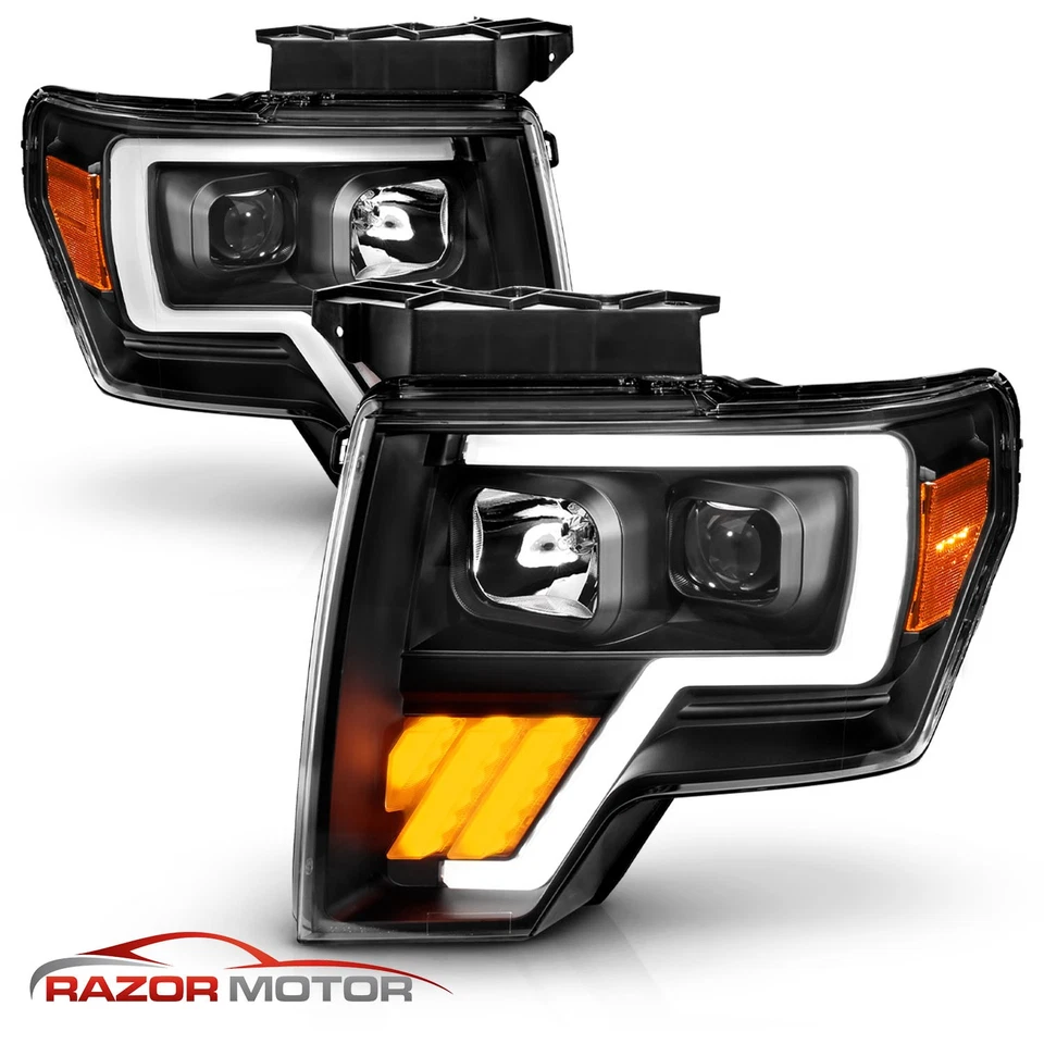 For 2009-2013 Ford F150 LED Projector Black Headlights Foto 3 de 4