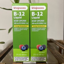 Walgreens B-12 5000 mcg Liquid (59 days) Berry, 2.0 fl oz. -Lot of 2 EXP 7/2026