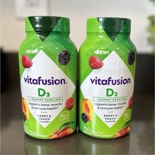 vitafusion Vitamin D3 Gummies 150 Count Berry  Peach - 2 Pack