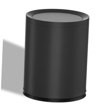 3.1Gallon/12L Modern Metal Bathroom Trash Can with Lid,Light 12L-BLACK