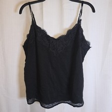 Abercrombie  Fitch Floral Lace Cami Top Size L Black Sleeveless