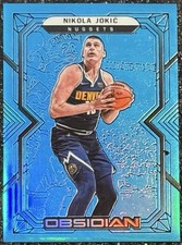 2021-22 Panini Obsidian Basketball Nikola Jokić Blue Flood Electric Etch SSP #15