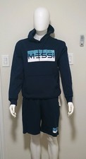 Messi Mens 3 Piece Blue Fleece Hoodie and Shorts plus a messi tshirt size L