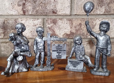 Michael Ricker Pewter Figurines Lot 4 Signed 1981–83 Mini Sculptures Boy Girl