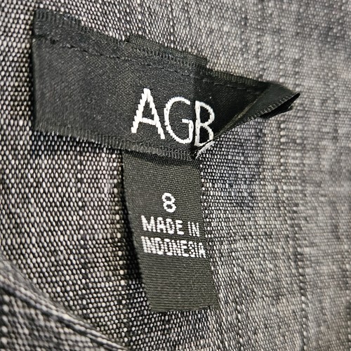 AGB Size 8 Grey Cap Short-sleeved Pleated Knee Length Office Business Casual Dre - Picture 9 of 22