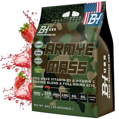 Mass Gainer Armye 4000g Erdbeere  | Weight Gain Protein Black Hammer usa