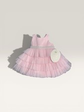 American Princess Pink Baby Dress 3M Tiered Tulle Pearl Waist Party Easter NWT