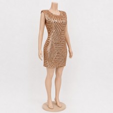 Bob Mackie Women's Champagne Sequin Cocktail Party Evening Dress Size 2-20W New
