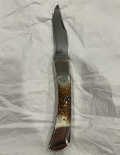 Parker-Edwards Damascus Steel Lockback Pocketknife Bone Handle Clip Point