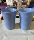2- Hazel Atlas Moderntone Platonite Pastel Tumbler 9oz Blue