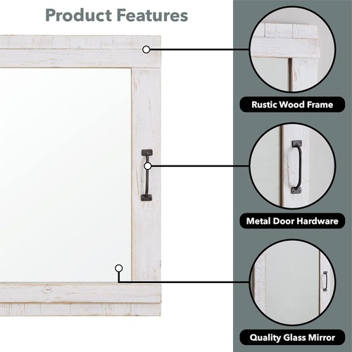 FirsTime White Cottage Rustic Door Mirror 32"x24" New in Box - Picture 4 of 4