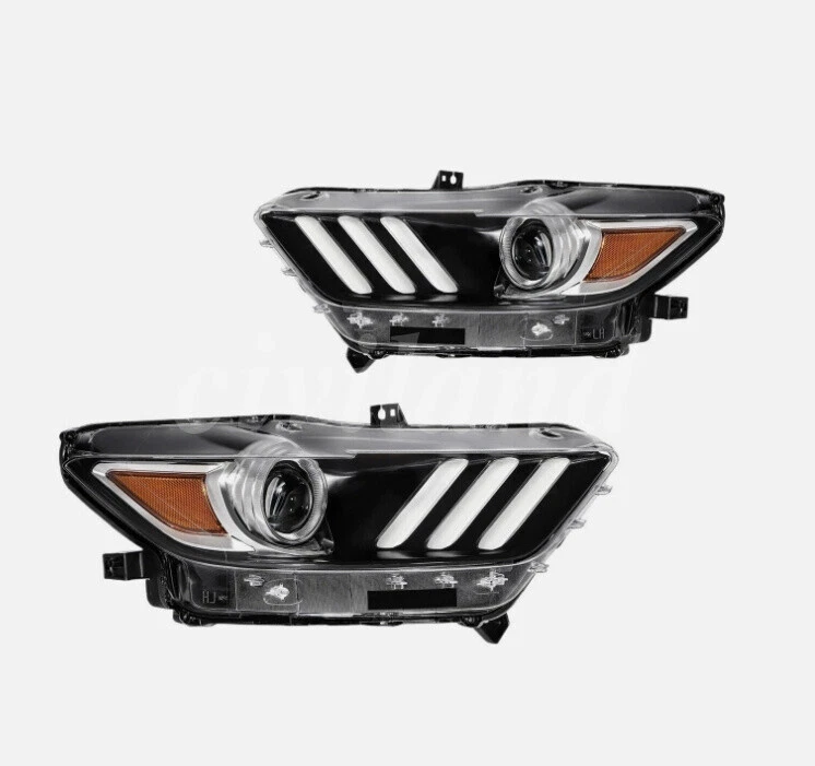 Headlights Pair For 2015 2016 2017 Ford Mustang HID/Xenon W/LED DRL LH+RH 15-17 Foto 2 de 4