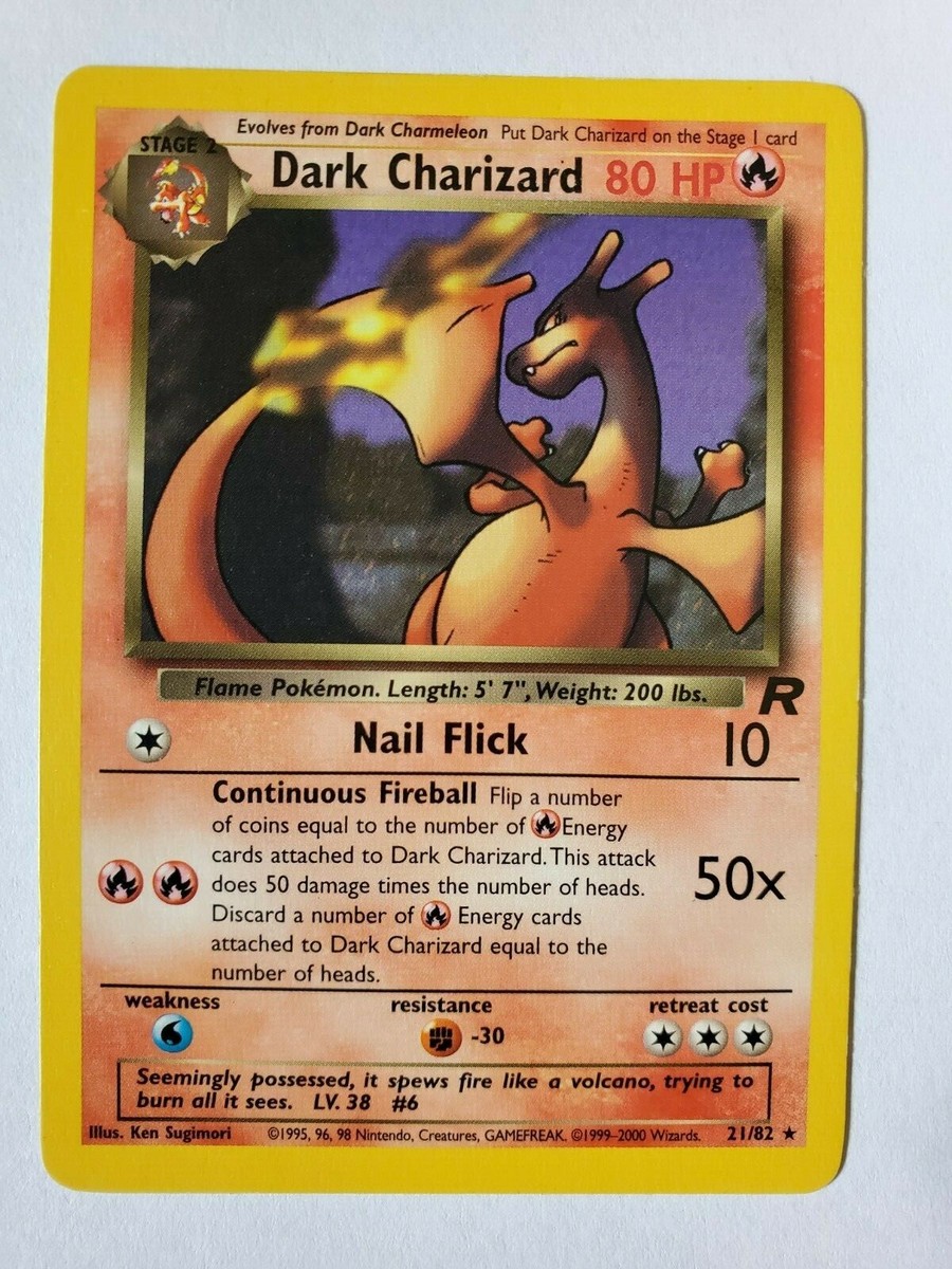 Pokemon TCG Vintage Rare Dark Charizard Team Rocket. 21/82 Near