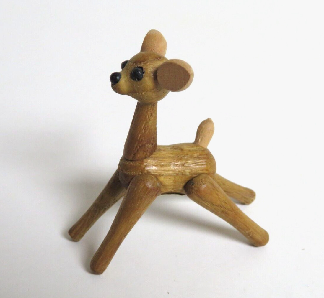 Vintage Zoo Line Match Box Wooden Articulated Deer Figure Wood Animal Japan