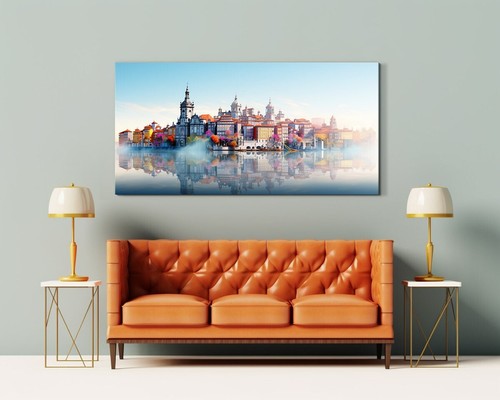 Porto City In Portugal Canvas Print, Skyline Landmarks Colourful Abstract - Picture 5 of 10