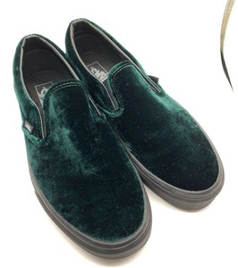 vans slip on green velvet