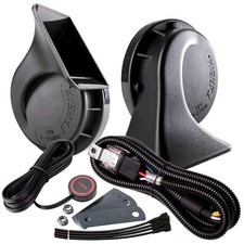 12V Loud Truck Horn Kit with Relay Harness and Button Air Horn for Car Black