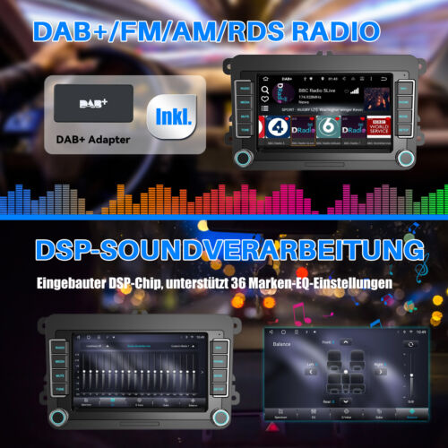 DAB+ 4+64GB Carplay Android 13 Autoradio Navi Für VW GOLF 5 6 Touran Polo Tiguan - Bild 14 von 17