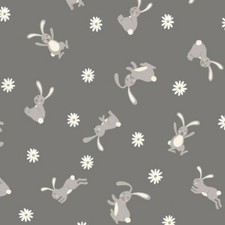 Lewis & Irene - 'Bunny Hop'  - Bunny on Grey crafting/quilting