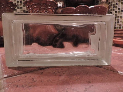 Glass Block By Weck. NEW!!! 4X8X3-1/8" THINLINE. 0483 NUBIO WAVE ( For 1 block)