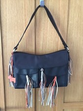 Radley Black Leather Shoulder Medium Handbag With Orange Dog Tag