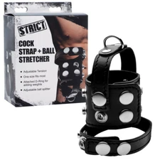 Strict Cock Strap & Ball Stretcher Adjustable Splitter Male BDSM Sex Toy
