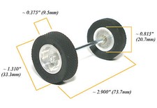1pc TRADESHIP 1/24 Slot Car 1/8"x2 3/4" Axle 5/40 ALUMINUM WHEELS AL-5 TIRES A 