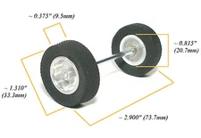 1pc TRADESHIP 1/24 Slot Car 1/8"x2 3/4" Axle +5/40 ALUMINUM WHEELS AL-5 TIRES A+
