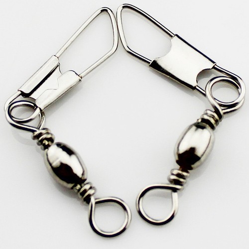 200pcs Barrel Fishing Swivel Rolling Snap Fish Clip Swivel Connector Tackle +A - Picture 3 of 9