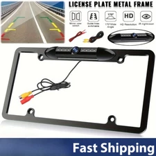 US License Plate Metal Frame Rear View Backup Camera CMOS HD Night LED Black
