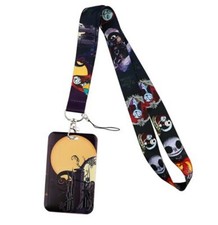 Nightmare Before Christmas Jack And Sally Lanyard With ID Holder Keychain