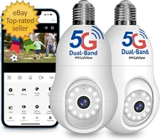 4MP Bulb Security Camera 5G& 2.4Ghz, 360°2K Security Cameras Wireless Outdoor In