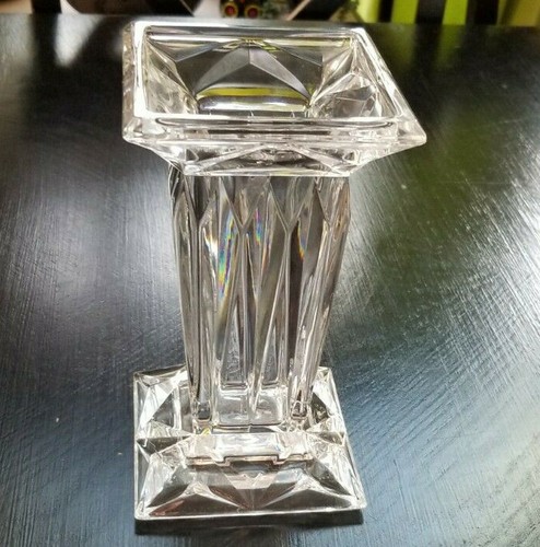 Designer Oleg Cassini Crystal Vase Art Deco Style Square Pillar Vase 7" - Picture 8 of 11
