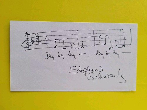Stephen Schwartz Signed Musical Quote 3X6 AMQS " Day by day " From Godspell
