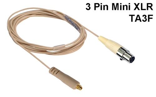 Beige Double Dual Ear Hook Headset Microphone for AKG Samson 3 Pin Mini XLR TA3F - Picture 7 of 7