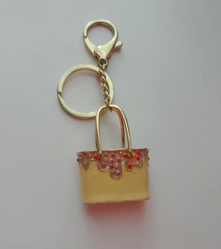 Vtg Designer Signed Rhinestone Shoe Bakery Handbag Bag Key Chain Ping Holder