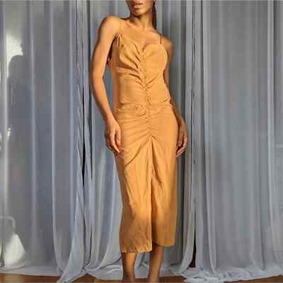 h&m beige maxi dress H&M Beige skin tone Maxi dress / Size XS