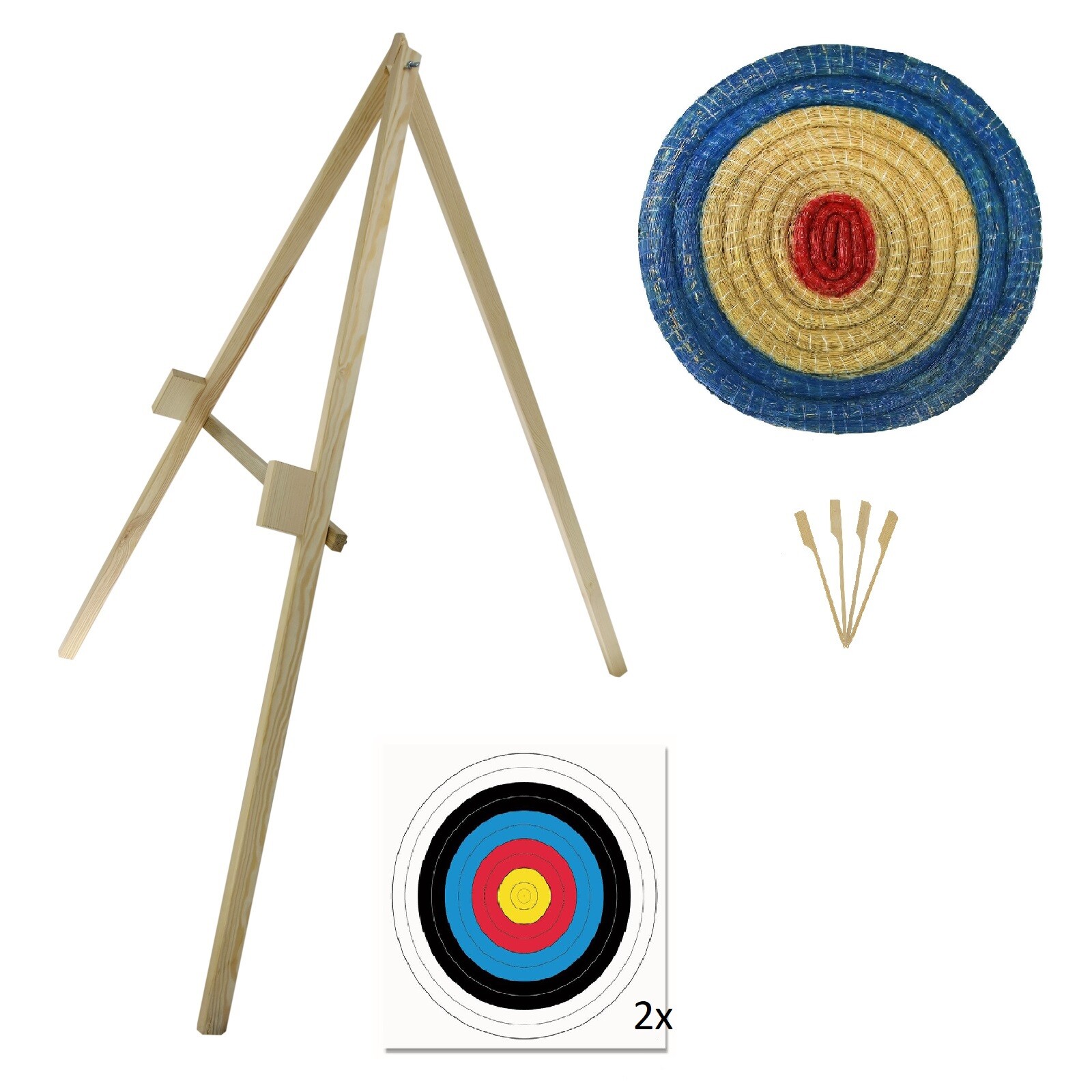 Set Strohzielscheibe + Ständer, Zielscheibe, 2 Auflagen, 4