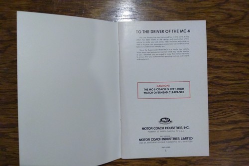 Greyhound Supercruiser MC-6 Intercity Coach Operators Manual MC-6 Bus - Picture 3 of 3