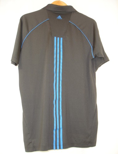 Adidas Climacool Mens Anthracite Blue 3 Stripe Golf Short Sleeve Polo Shirt M - Picture 3 of 8
